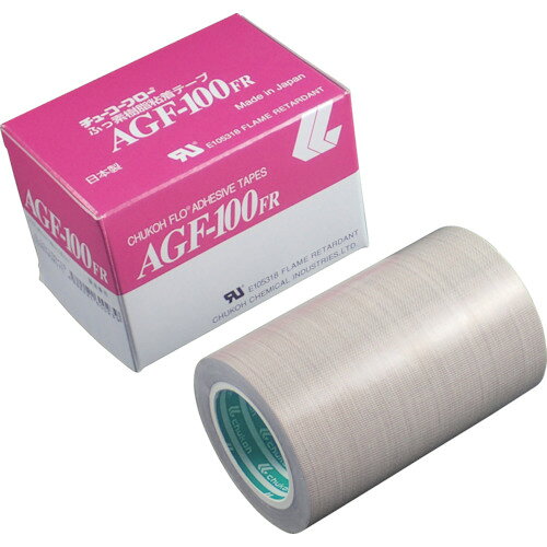 chukoh　フッ素樹脂（テフロンPTFE製）ガラスクロス粘着テープ　AGFー100FR　0．15t×100w×10mJAN：4582221600284メーカー：中興化成工業（株） / ブランド：chukoh / 原産国：日本特長●ガラスクロスを基材とした寸法安定性の高いタイプです。●耐熱性・非粘着性・高電気絶縁性・耐薬品性・滑り性に優れています。●テフロン［［TM上］］PTFE製の粘着テープです。用途●ヒートシール圧着部の耐熱離型。●樹脂、ゴム等の熱プレス工程の離型に。仕様●色：ベージュ●幅(mm)：100●長さ(m)：10●厚さ(mm)：0.15●テープカット条件：切断にはカッターが必要●使用温度範囲(℃)：-60〜200●粘着力(N/10mm)：4.4●引張強度(N/10mm)：212●粘着力(N/25mm)：11仕様（詳細）●切断にはカッターが必要●粘着力(mm)：3.6N/10●使用温度範囲：-60〜200℃●UL510A認証品材質／仕上●基材：ガラスクロス+フッ素樹脂(PTFE)●粘着剤：シリコーン系ご注意●Teflonおよびテフロンはケマーズ社のトレードマークです。中興化成工業株式会社はライセンスに基づき使用しています。