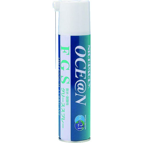 ニチモリ　OCE＠N　FGS　300ml JAN：4900682101032 メーカー：（株）ダイゾーニチモリ事業部 / ブランド：ニチモリ / 原産国：日本 特長●各種食品製造ライン、包装ラインなどに最適なグリスです。●特に耐水・耐酸性に優れています。●H-1グレードです。 用途●食品、医薬品、化粧品の製造機械の潤滑に。●製品搬送機器のコンベヤやチェーンに。●食品原料の洗浄機械のベアリング及び摺動部の潤滑に。 仕様●色：白●容量(ml)：300●容器タイプ：スプレー缶 仕様（詳細）●NSF H1 認定登録●使用温度範囲：-20〜120℃ 材質／仕上●主成分:ホワイトミネラルオイル