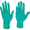 特長●柔軟性に優れ指先までピッタリフィットします。●手荒れの原因とされている加硫促進剤を少量しか使用していない低アレルギー性の手袋です。用途●食品加工・清掃・介護・衛生作業。仕様●色：グリーン●サイズ：M●厚さ(mm)：0.07●全長(cm)：23.0●手のひら周り(cm)：19.6●中指長さ(cm)：8.3●エンボス加工：指先仕様2●食品衛生法適合●指先エンボス加工材質／仕上●ニトリルゴム（NBR）セット内容／付属品注意