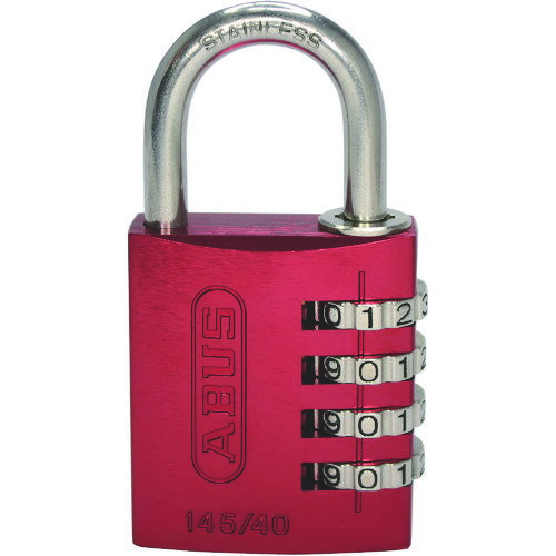 【あす楽対応・送料無料】ABUS ナンバー可変式ステンレスシャックル南京錠 145IB−40 レッド