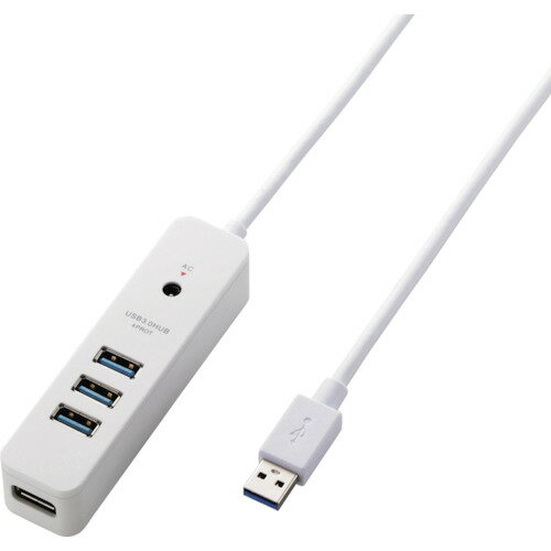 【あす楽対応・送料無料】エレコム　USB3．0ハブ　4ポート強力マグネット付　コードキーパー付　ホワイト