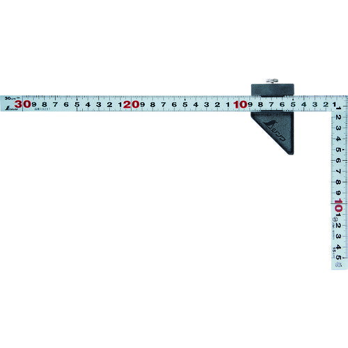 【あす楽対応・送料無料】シンワ　曲尺平ぴた　シルバー　30cm　表裏同目　ストッパー付　JIS