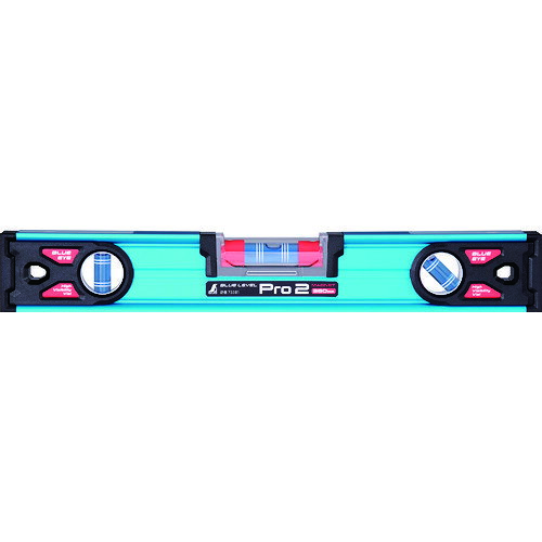 シンワ　ブルーレベルPro2　マグネット付　380mmJAN：4960910733817メーカー：シンワ測定（株） / ブランド：シンワ / 原産国：中国特長●気泡管カバー付で傷や汚れから気泡管を守ります。●気泡管カバーは取り外し可能なので、カバーの水洗いができます。●強力なヨークマグネット付です。●パイプ測定可能なV字溝付です。●ケガきやすいボックス形状です。●クリアブルーの溶液とホワイトラインで高い視認性です。用途●水平、垂直、45°の確認に。仕様●長さ(mm)：380●高さ(mm)：56●厚さ(mm)：26●マグネット：2ヵ所●本体色：ブルー●気泡管色：ブルー●精度：±1.0mm/m=±0.0573°以内●感度：0.35mm/m=0.0201°●色：ブルー材質／仕上●本体:アルミ、ABS樹脂、ポリカーボネート樹脂●気泡管:アクリル樹脂●液体:石油系液ご注意●水平気泡管のみ調整が可能ですが、御自身で調節を行った場合、保証の対象外となります。