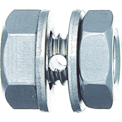 特長●ボルトとナットでワイヤロープを締めるタイプです。用途●ワイヤロープの先端を輪加工する金具。仕様●適用ロープ径(mm)：1.2●A(mm)：2.5仕様2材質／仕上●ボルト、ワッシャー:ステンレス（SUS304）、ナット:ステンレス（SUSXM7)セット内容／付属品注意●使用強度については使用する締付け工具、もしくは作業者にて使用荷重が変わるため、使用荷重は表記しておりません。