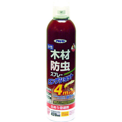 【あす楽対応・送料無料】アサヒペン木材防虫スプレーロングショット420ML透明（クリヤ）