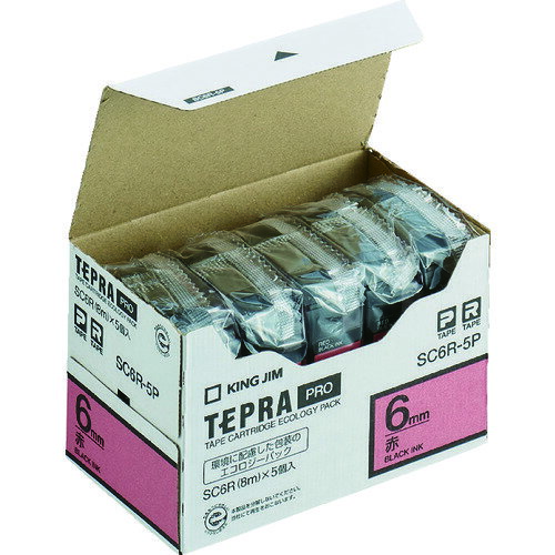 【あす楽対応・送料無料】キングジム　PROテ−プエコパックカラ−ラベル（赤）　（5個入）