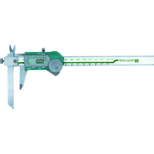 SK　デジタルオフセットノギス　150mmJAN：4975846042834メーカー：新潟精機（株） / ブランド：SK / 原産国：中国特長●別売のBluetoothBOX(DTW-DG01)に対応しています。●ジョウを上下にスライドさせることで安定した段差測定ができます。●測定値をパソコンへワイヤレス送信が可能です。●精度保証のため、検査時の数値を記した検査表付です。●ホールド機能付です。●オートオフ機能付(約20分)です。用途●段差のある箇所での外側、内側測定に仕様●測定範囲(mm)：0〜150●最大許容誤差(mm)：±0.04●最小表示(mm)：0.01●デプスバー：無●電源：CR2032(テスト用付属)●メーカーコード：151973●外側用ジョウ(mm)：40●電源(V)：CR2032(テスト用付属)●内側用ジョウ(mm)：16.5仕様（詳細）●タイプ：デジタル●最小読取値(mm)：0.01●電源:コイン型リチウム電池(CR2032)1個(付属)材質／仕上●本体：ステンレスセット内容／付属品●PCケース●CR2032ご注意●器差は、量子化誤差(±1カウント)含みません。