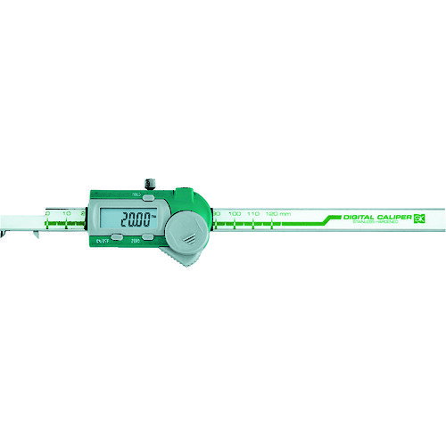 SK　デジタルフックノギス　125mmJAN：4975846042902メーカー：新潟精機（株） / ブランド：SK / 原産国：中国特長●別売のBluetoothBOX(DTW-DG01)に対応しています。●極小のジョウで狭い箇所の内側測定に大変便利です。●測定値をパソコンへワイヤレス送信が可能です。●精度保証のため、検査時の数値を記した検査表付です。●ホールド機能付です。用途●狭い箇所の内側測定に。仕様●測定範囲(mm)：4〜125●最大許容誤差(mm)：±0.03●最小表示(mm)：0.01●ジョー寸法(mm)：4●デプスバー：無●全長(mm)：235●メーカーコード：00151980●電源：CR2032(テスト用付属)●電源(V)：コイン型リチウム電池(CR2032)テスト用1個付属●最少表示(mm)：0.01仕様（詳細）●タイプ：デジタル●電源：コイン型リチウム電池(CR2032)テスト用1個付属●最小読取値(mm)：0.01●最大許容誤差(mm)：±0.03●デプスバー：無●電源：CR2032(テスト用付属)材質／仕上●本体：ステンレスセット内容／付属品●PCケース●CR2032ご注意●最大許容誤差は、量子化誤差(±1カウント)含みません。