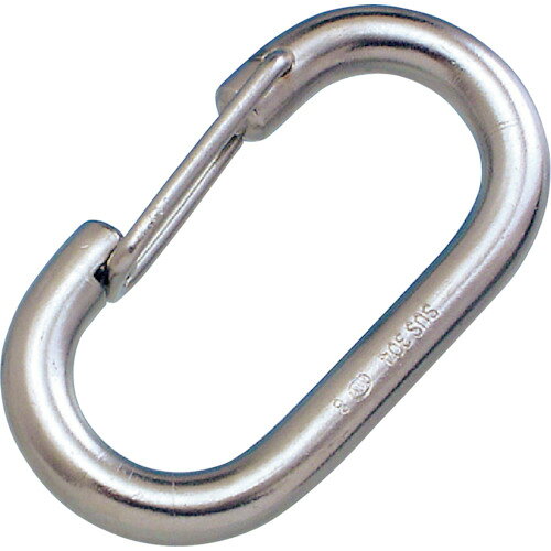 水本　ステンレス　O型フック　SUS316　線径8mm　長さ57mm　（1個入）JAN：4982970426232メーカー：（株）水本機械製作所 / ブランド：水本 / 原産国：中国特長●シンプルな形状のフックです。用途●チェーン・ワイヤ・ロープなどの連結や、端末の金具のジョイントに。仕様●使用荷重(kN)：0.49●D(mm)：8●L(mm)：57●S(mm)：16●W(mm)：22●R(mm)：8材質／仕上●ステンレス(SUS316)