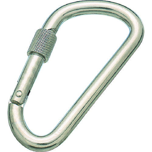 水本　ステンレス　カラビナD型（環付）　SUS316　線径10mm　長さ113mm　（1個入）JAN：4982970426409メーカー：（株）水本機械製作所 / ブランド：水本 / 原産国：中国特長●荷重をかけた際、長辺に負荷がかかるため、フックに負担がかかりにくい構造になっています。用途●チェーン・ワイヤー・ロープ等の連結金具として、また端末の金具のジョイントに。仕様●使用荷重(kN)：2.30●D(mm)：10●L(mm)：113●S(mm)：18●W(mm)：60●タイプ：環付材質／仕上●ステンレス(SUS316)●バネ：ステンレス(SUS304)ご注意●安全帯として使用できません