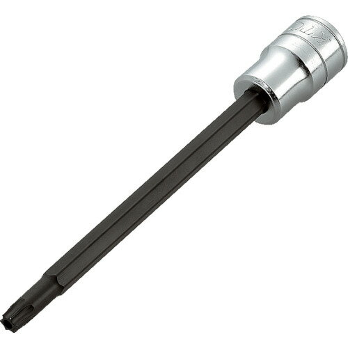 KTC　9．5sq．ロングT型いじり止めトルクスビットソケットT40JAN：4989433148649メーカー：京都機械工具（株） / ブランド：KTC / 原産国：日本特長●ビット部は差込式で、交換が可能です。●T型いじり止め形状・ロングタイプです。●差込角側は応力の集中を防ぐパワーフィット形状を採用しています。仕様●呼びNo.：T40●先端寸法(mm)：6.60●差込角(mm)：9.5●全長(mm)：128●タイプ：ロング材質／仕上●特殊工具鋼