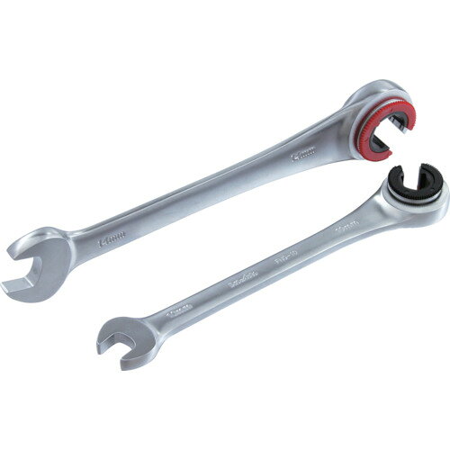 Pro−Auto　フレアナットギアレンチ11mmJAN：4989530609708メーカー：スエカゲツール（株） / ブランド：Pro−Auto / 原産国：台湾特長●ギア数72山のラチェット式のため細かい送りで狭い場所での作業性に優れています。●ディスクの色によって回転方向が一目でわかります。(締め方向：赤、緩め方向：黒)用途●ブレーキパイプやオイルラインの締め緩め作業。●自動車、バイク、機械類の整備や修理作業に。仕様●対辺寸法(mm)：11●全長(mm)：175●幅(mm)スパナ：26.5●幅(mm)ラチェット：31.0材質／仕上●本体：クロムバナジウム鋼●カラー部分：鉄●表面処理：クロムメッキ