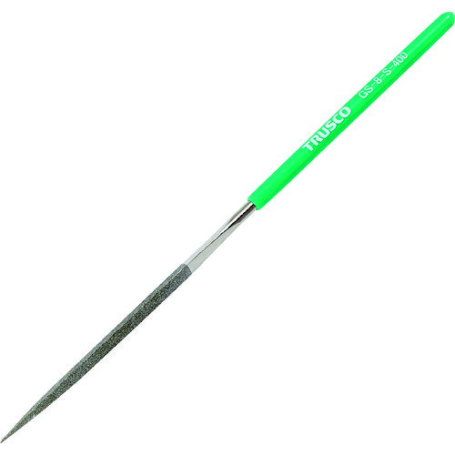 TRUSCO　ダイヤモンドヤスリ　精密用＃400　平　1本入　全長180mm（8本組サイズ）JAN：4989999021578メーカー：トラスコ中山（株） / ブランド：TRUSCO / 原産国：日本特長●超硬合金、焼き入れ鋼、セラミックス、ガラス、強化プラスチックなどの硬質材の研削加工に最適です。●ダイヤモンド砥粒の切れ味が最後まで持続します。●台金に弾力があり被削材にフィットします。●独自に開発した電着技術で安定した状態でヤスリ台金に強固に保持されているため、最初の鋭い切れ味を最後まで保持します。用途●バリ取り仕上切削・修正・すり合わせなどの使用に最適。●各種金型の仕上げ・修正・R取り・各種刃物の研削・ガラス・セラミックス・あらゆる硬質材料の研削。仕様●粒度(#)：400●組タイプ：8本組●形状：平(幅)7.0×(厚さ)1.5●全長(mm)：180●刃長(mm)：70●柄の形状：丸仕様（詳細）●精密用タイプ(#400)ご注意●8本組というのはヤスリの大きさを表す通称であって、8本入りという意味ではありません。●提供不可：ミルシート