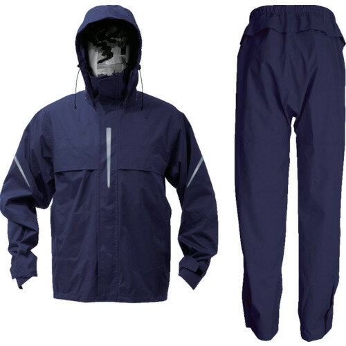【あす楽対応・送料無料】TRUSCO　ベンチレーション（通気口）付レインスーツ　ネイビー　L
