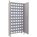 【あす楽対応・送料無料】TRUSCO 軽量棚扉付 875X300X1800樹脂引出透明小X66 ネオグレー