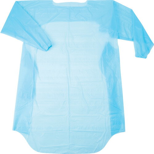 【あす楽対応・送料無料】TRUSCO　PE使い捨て袖付エプロン　サイズフリー　ブルー　（10枚入）
