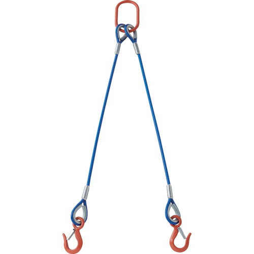 【あす楽対応・送料無料】TRUSCO　2本吊玉掛ワイヤーロープスリング（カラー被覆付）アルミロックタイプ　青透明2M