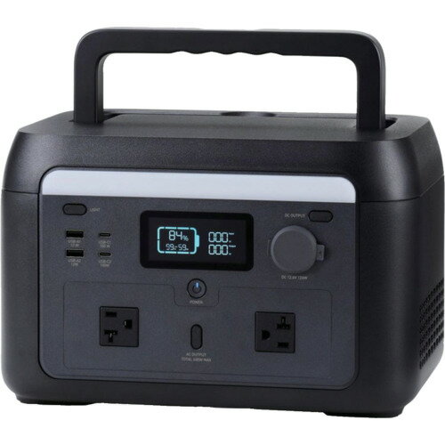 ELECOM　ポータブル電源　512Wh　AC定格出力600W　AC×2　ブラック　(DE-PS500PBK)