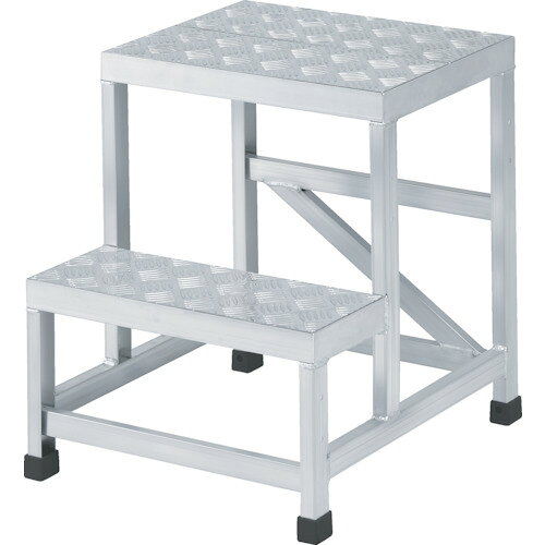 Ladders - TRUSCO　アルミ製溶接一体構造型作業台　二段縞板タイプ（完成品）　W500×D600×H500