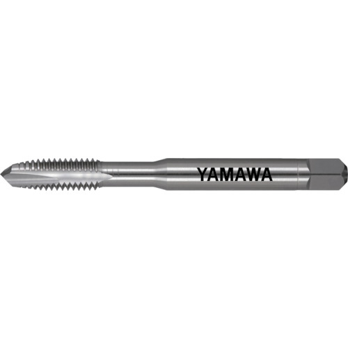 ヤマワ　高炭素鋼用ポイントタップ　HC＋PO　P2　M2．5×0．45JAN：4582639444760メーカー：（株）弥満和製作所 / ブランド：ヤマワ / 原産国：日本特長●S55Cなどの高炭素鋼で、35HRC位までの中・高硬度材のねじ立てに適しているポイントタップです。用途●通り穴加工用。●被削材：中炭素鋼、高炭素鋼、調質鋼（25〜35HRC）に。仕様●精度：P2●精度表記：P級●呼び寸法：M2.5●ピッチ(mm)：0.45●ねじ長さ(mm)：8.1●全長(mm)：46●シャンク径(mm)：3●シャンク四角部(mm)：2.5●下穴径(mm)：2.11●食い付山数：5山●加工ねじ：メートルねじ●表面処理：ノンコーティング●溝数：2●首下の長さ(mm)：14●シャンクの長さ(mm)：29●シャンク四角部の長さ(mm)：5材質／仕上●高速度工具鋼（HSS）