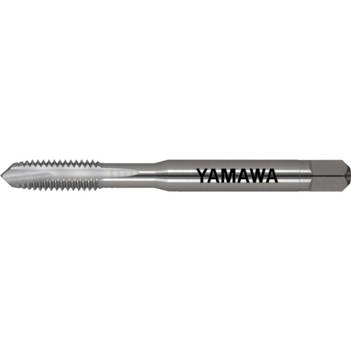 ヤマワ　難削材用ポイントタップ　EH−PO　P3　M6X1JAN：4582639445040メーカー：（株）弥満和製作所 / ブランド：ヤマワ / 原産国：日本特長●高炭素鋼、合金鋼の鍛造品や調質材、金型材等の30〜45HRCの高硬度材に適したタップです。●難削材に適した刃先形状と耐摩耗性に優れた材料を使用し大幅に耐久力が向上しています。用途●通り穴加工用。●被削材：高炭素鋼、調質鋼（25〜35HRC）、調質鋼（35〜45HRC）に。仕様●精度：P3●精度表記：P級●呼び寸法：M6●ピッチ(mm)：1●ねじ長さ(mm)：15●全長(mm)：62●シャンク径(mm)：6●シャンク四角部(mm)：4.5●下穴径(mm)：5.09●食い付山数：4.5山●加工ねじ：メートルねじ●表面処理：ノンコーティング●溝数：3●首下の長さ(mm)：26●シャンクの長さ(mm)：33●シャンク四角部の長さ(mm)：7材質／仕上●高速度工具鋼：コバルトハイス（HSS-Co）