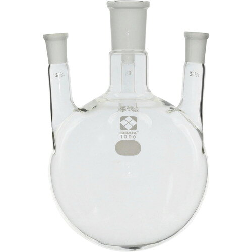 SIBATA　共通摺合四口丸底フラスコ　29／42　1000mL JAN：4589988584093 メーカー：柴田科学（株） / ブランド：SIBATA / 原産国：日本 特長 ●4ヶ所に接続口がある球状をしたガラス製のフラスコです。●口元は、ガラス製で同じ共通すり合わせとの接続が可能です。 用途 ●実験用ガラス器具。 仕様 ●容量(ml)：1000●外径(mm)：135●高さ(mm)：210●共通すり合わせ上部：29/42×1、15/25×3 仕様（詳細） ●主管：29/42●側管：15/25●側管角度(約)：5°●耐熱温度差：120℃ 材質／仕上 ●ほうけい酸ガラス-1ニトムズ - トラ布テープ(75mm×25m) 24巻入