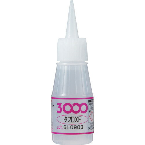 セメダイン　瞬間接着剤　3000DXF（高強度・耐衝撃タイプ）　20g　AC−090JAN：4901761370011メーカー：セメダイン（株） / ブランド：セメダイン / 原産国：日本特長●優れた耐久性があります。●硬質材料の接着に適した瞬間接着剤です。●耐衝撃・耐はく離タイプです。用途●ゴム部品の接着に。●電機、電子、精密、自動車部品の接着に。●工芸品、玩具、釣り具などの接着に。仕様●色：透明●容量(g)：20●粘度(mPa・s)：10●粘度：低粘度仕様（詳細）●固着時間(23℃)30秒●低粘度型●チューブタイプ●2022年5月よりGHS表示改訂材質／仕上●主成分：シアノクリレートご注意●この商品は、一般消費者様向けの製品ではないため、表示や取扱説明書などが一般消費者様向けに表記・同梱されておりません。