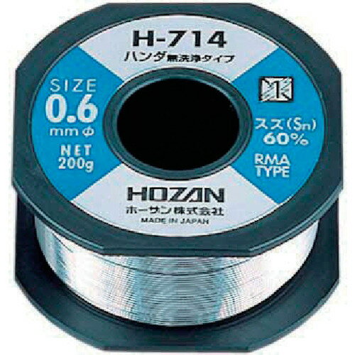 HOZAN　ハンダ　200gJAN：4962772037140メーカー：ホーザン（株） / ブランド：HOZAN / 原産国：日本特長●ファインピッチ・パーツの極小化・脱フロンに応える無洗浄タイプのはんだです。●マイクロソルダリングに対応し...