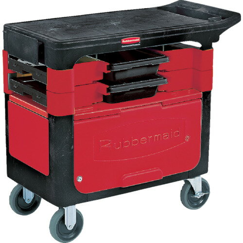 ラバーメイド　トレードカート　カギ付き／ボックス・ビン付き　ブラック