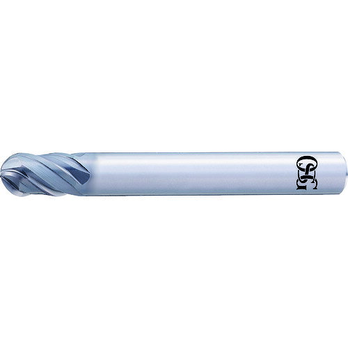OSG　超硬ボールエンドミル　高硬度鋼用高能率型　4刃　AE−BM−H　ボール半径6mm　刃径18mm　8549612JAN：trusco1950566メーカー：オーエスジー（株） / ブランド：OSG / 原産国：日本特長●高硬度鋼の荒〜中荒加工に対応します。●強いスパイラルカーブで切削抵抗を低減し、安定した長寿命加工を実現します。●高硬度鋼向けの革新的新コーティングDUROREY（デューロレイ］を採用しています。用途●被削材：炭素鋼、合金鋼、プリハードン鋼、工具鋼（〜40HRC)、焼入れ鋼（〜70HRC）、ステンレス鋼(〜35HRC)、鋳鉄、ダクタイル鋳鉄、銅合金、アルミ合金、チタン合金、耐熱合金。仕様●刃数ZEFP(枚)：4●ボール半径RE(mm)：6●最大切込みAPMX(mm)：18●機能長さLF(mm)：90●シャンク径DCON(mm)：12●ねじれ角FHA(°)：40●コーティング：DUROREYコーティング●シャンク径(mm)：12●ねじれ角(°)：40●ボール半径(mm)：6●刃数：4●刃数(枚)：4●刃長(mm)：18●全長(mm)：90●表面処理：DUROREYコーティング材質／仕上●超硬合金(Carbide)