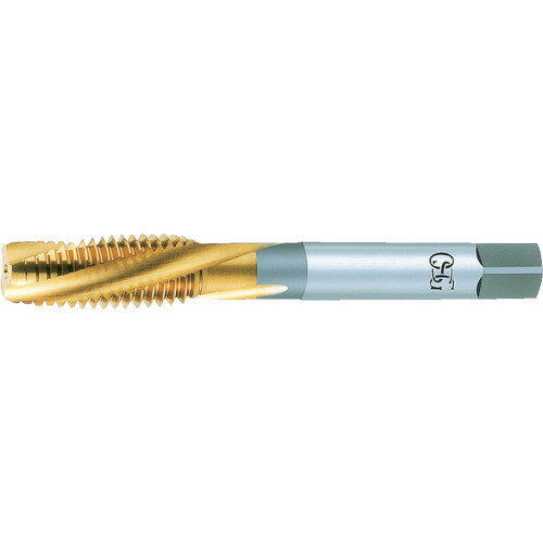 OSG　TiNコーティング高速シンクロタップ（逆ねじれメートルねじ用）　M5　ピッチ0．8mm　20718JAN：trusco2011115メーカー：オーエスジー（株） / ブランド：OSG / 原産国：日本特長●完全リード送り機構付の機械専用です。●高速加工タイプです。●高速、高精度の通りねじ加工に適しています。用途●通り穴加工用。●被削材：低・中・高炭素鋼、合金鋼、調質鋼(25〜35HRC)、ステンレス鋼、鋳鋼、銅、黄銅、黄銅鋳物、アルミ圧延材、アルミ合金鋳物、亜鉛合金鋳物、熱可塑性プラスチック。仕様●精度：OH3●精度表記：STD●呼び寸法：M5●ピッチ(mm)：0.8●ねじ長さ(mm)：16●全長(mm)：60●シャンク径(mm)：6●シャンク四角部(mm)：4.5●下穴径(mm)：4.2●食い付山数：6山●加工ねじ：メートルねじ●表面処理：TiNコーティング仕様（詳細）●タップ等級：OH級材質／仕上●高速度鋼(HSS-E)ご注意●このタップは完全同期リード送り機構を装備していない機械では、めねじ拡大や折損事故を起こしますので使用しないでください。