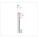 ナカニシ　軸付砥石（1Pk（袋）＝10本入）粒度100　ピンク　円筒　外径4mm