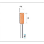 ナカニシ　軸付砥石（1Pk（袋）＝10本入）粒度＃60　レッド　円筒　外径6mm