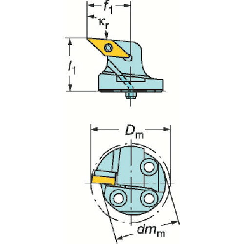 SANDVIK　コロターンSL　コロターン107用カッティングヘッド（410） JAN：trusco6181678 メーカー：サンドビック（株）コロマントカンパニー / ブランド：SANDVIK / 原産国：スウェーデン 特長●ヘッド交換式の内径旋削用カッティングヘッドです。●低切削抵抗により、安定した加工が可能です。 用途●内径旋削加工用。 仕様●ゲージチップ：VBMT 16 04 08●切り込み角：95●f1：27●l1：32●D5m：40●Dm_min：50●チップ締め付けトルク：3.9 仕様（詳細）●サンドビック　コロターンSL　コロターン107用カッティングヘッド