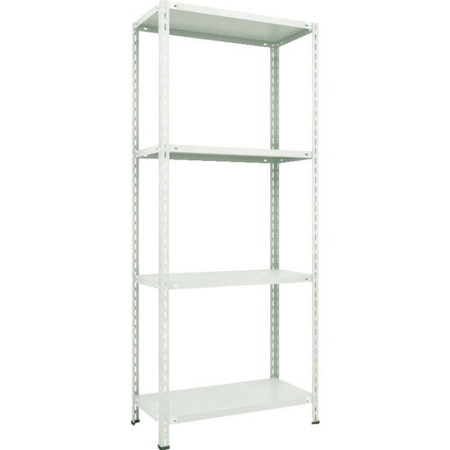 TRUSCO　スチールラック　軽量棚　中棚ボルトレス型1800X450X2100　4段　ネオグレーJAN：trusco7799993メーカー：トラスコ中山（株） / ブランド：TRUSCO / 原産国：日本仕様●間口(mm)：1815●奥行(mm)：465●高さ(mm)：2104●有効間口(mm)：1728●色：ネオグレー●棚段数(段)：4●均等積載量(kg/段)：80●最大積載量(kg/台)：400●棚板調整ピッチ(mm)：50●タイプ：単体型●組立目安：2人20分仕様（詳細）●有効間口寸法は、間口-74mm●均等積載量：80kg/段●最大積載量：400kg/台材質／仕上●スチール●表面処理:粉体塗装セット内容／付属品●L型アングル4本・棚板4枚（品番：6X）・天地金具セット1S・樹脂ベース4個・中棚受け金具8個