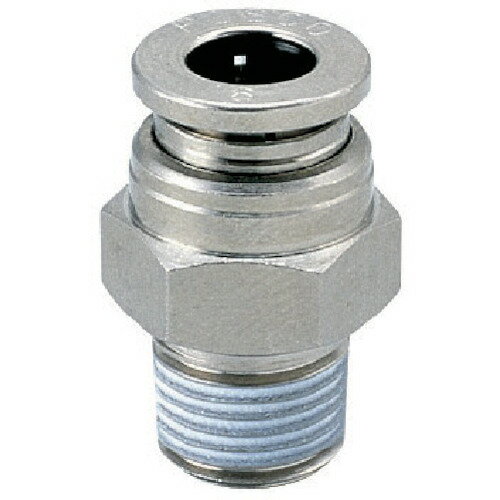 ピスコ　チューブフィッティング　ブラスストレート　チューブ12　ネジR1／4　ゴムHNBR　カバー無