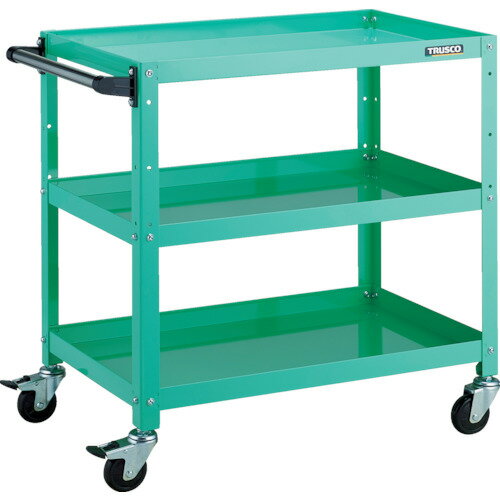 TRUSCO　ツールワゴン　ラビットワゴン　700X450　ハンドル付　ゴム車輪　ヤンググリーン