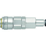 【特長】●押し込むだけでワンタッチ接続ができ、操作性に優れています。【仕様】●適合チューブ外径D(mm)：6●最高使用圧力(MPa)：1.0●使用流体：空気●適合チューブ外径(mm)：6●使用温度範囲(℃)：-20〜80●耐圧力(MPa)：1.5【仕様2】●片路開閉型【材質／仕上】●本体：鋼鉄（クロムメッキ）＋アルミニウム●チューブフィッター部：真鍮（ニッケルメッキ）●シールゴム：ニトリルゴム（NBR）