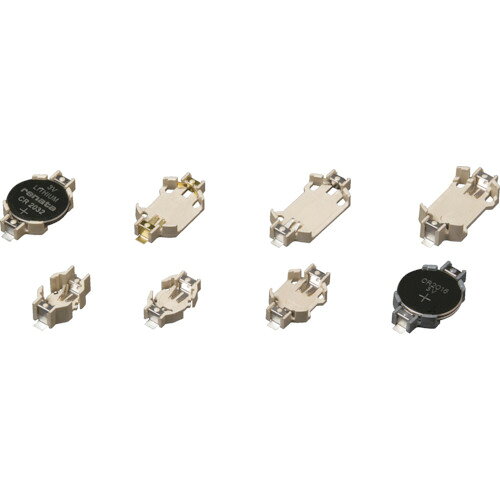 【特長】●リフロー対応　●RoHS対応品です。【用途】●電池ホルダー【仕様】●奥行(mm)：32●高さ(mm)：5.4●色：アイボリー●間口(mm)：16.1●本体材質：ガラス入りLCP【仕様2】●電池構造：CR2032×1●端子構造：表面実装×2【材質／仕上】●ホルダー材質：ガラス入りLCP