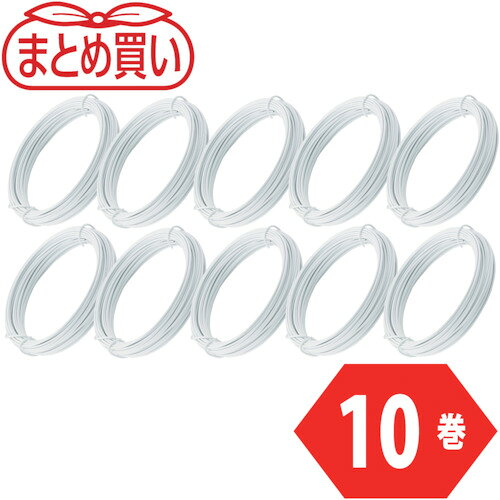 【特長】●多彩な色付ビニール被覆です。●小巻で使い切りタイプです。【用途】●園芸、工作など。【仕様】●番手(#)：20●線径(mm)：0.9●線芯(mm)：0.7●長さ(m)：15●使用荷重(kgf)：3●被覆色：白【材質／仕上】●なまし鉄線●表面処理:ビニール被覆【注意】●提供不可：chemSHERPA、SDS