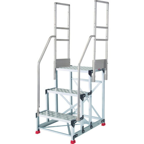 TRUSCO　アルミ製作業用踏台　縞板タイプ　3段　高さ0．9m　天板寸法600×400　段高...