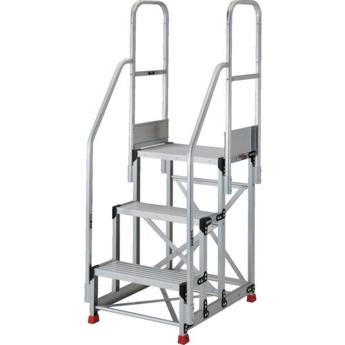 TRUSCO　アルミ製作業用踏台　3段　高さ0．9m　天板寸法600×400　ステップ奥行250m...