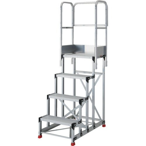 Ladders - TRUSCO　アルミ製作業用踏台　4段　高さ1．0m　天板寸法600×400　段高250mm　天場三方手すり付き