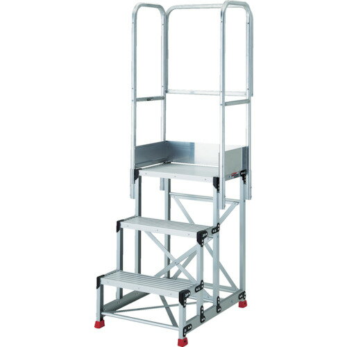 Ladders - TRUSCO　アルミ製作業用踏台　3段　高さ0．75m　天板寸法800×400　段高250mm　天場三方手すり付き