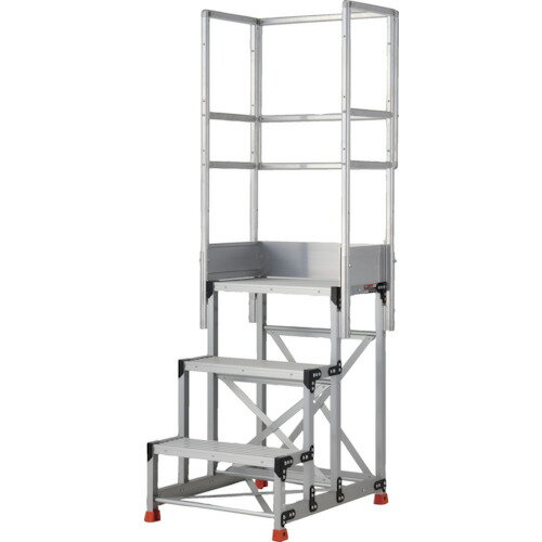 Ladders - TRUSCO　アルミ製作業用踏台　縞板タイプ　3段　高さ0．9m　天板寸法600×400　段高300mm　天場三方手すり付き