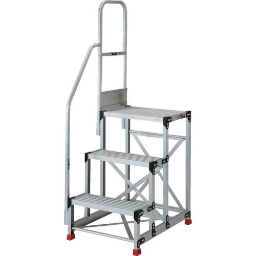 Ladders - TRUSCO　アルミ製作業用踏台　3段　高さ0．75m　天板寸法600×400　段高250mm　階段片手すり付き
