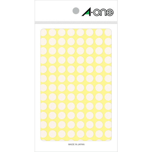【特長】●豊富なカラーで識別に便利な丸型のラベルです。【用途】●グラフや分布図の作成に●在庫管理などの色分け表示に【仕様】●色：白●面付：8列×13段(104片)●1パック内：1456片●シートサイズ：90×150mm●ラベルサイズ直径(mm)：9●厚さ(mm)：0.09【仕様2】●ラベル厚さ：0.09mm●シートサイズ：150×90mm【材質／仕上】●光沢コート紙(金・銀はアルミ箔紙)