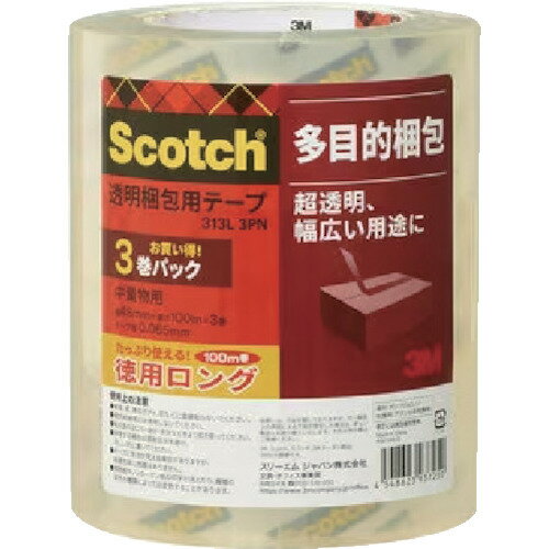 【特長】●日常生活で幅広い用途に使えます。●透明で下地の文字やデザインを隠さない、梱包用のポリプロピレンフィルム・テープです。【用途】●宅配便や小包の梱包に。●15kgくらいまでの中、計量物の梱包に。【仕様】●色：透明●幅(mm)：48●長さ(m)：100●厚さ(mm)：0.065●粘着力(N/10mm)：2.4●引張強度(N/10mm)：44●粘着力(N/25mm)：3.6【仕様2】●粘着力：2.4N/10mm●引張強度：44N/10mm●切断にはカッターが必要【材質／仕上】●基材：ポリプロピレンフィルム●粘着剤：アクリル系