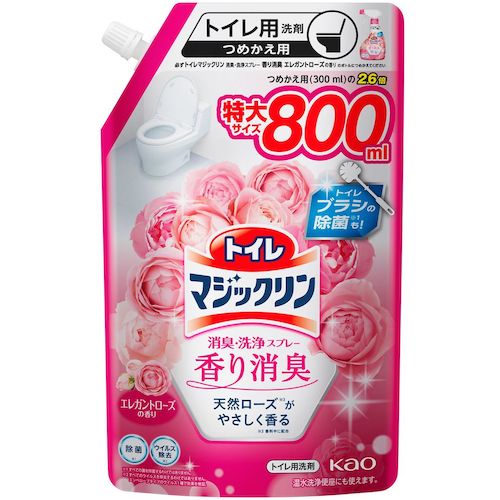 Kao　トイレマジックリン消臭・洗浄スプレー　香り消臭　エレガントローズの香り　つめかえ用　800ml