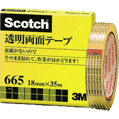 3M　透明両面テープ　ライナーなし　18mmX35m　巻芯径76mm